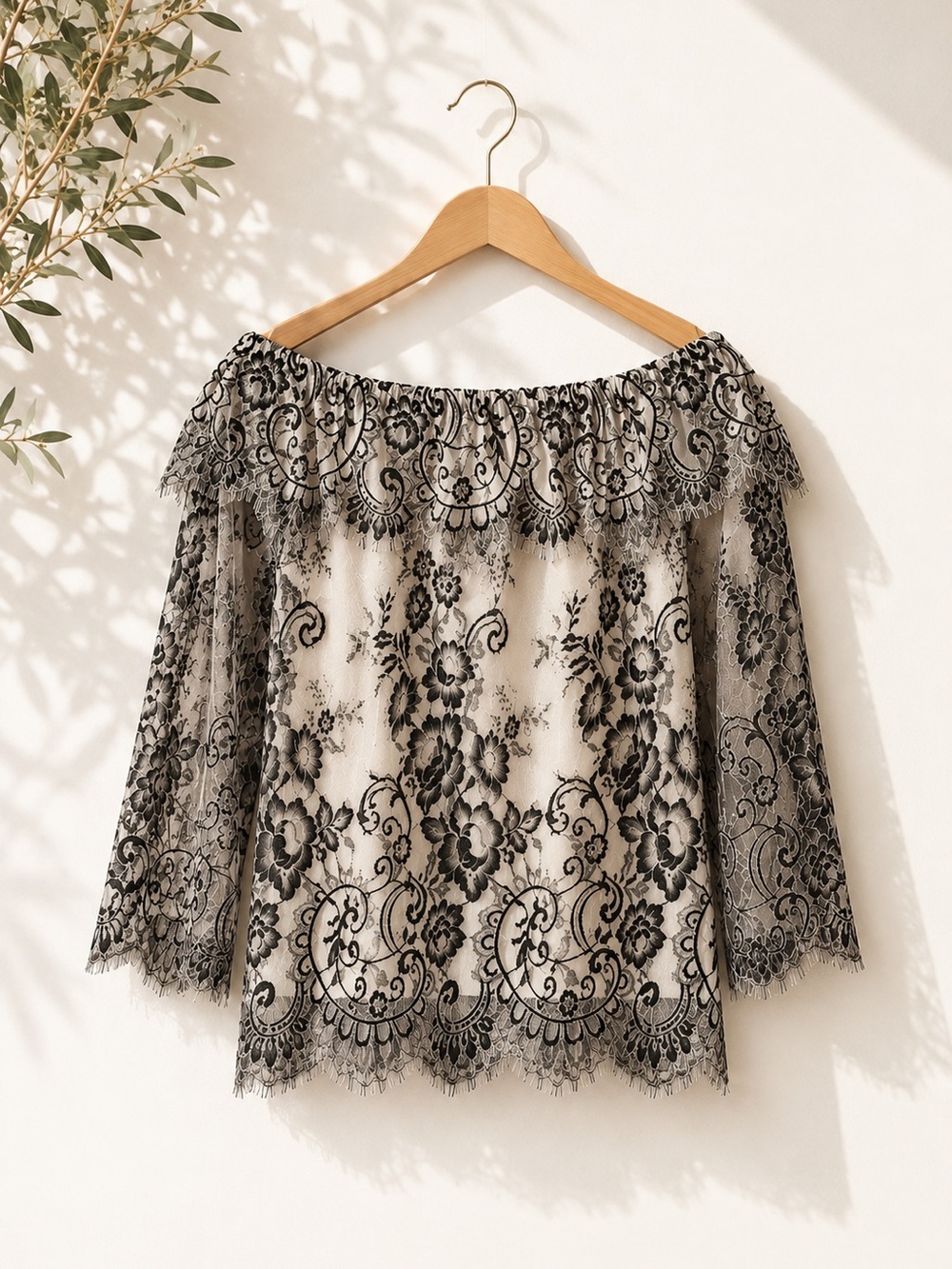 White House Black Market Off-Shoulder Lace Top — Size Small